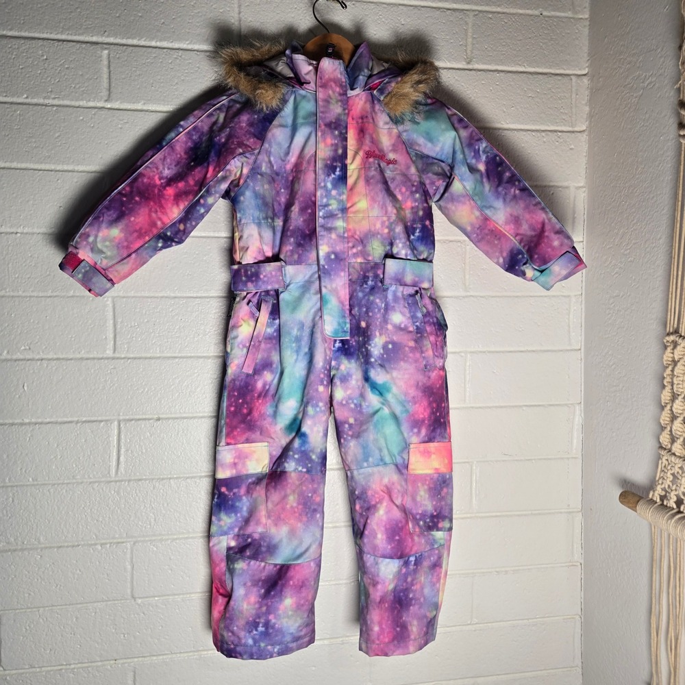 Blue Magic Girls Snowsuit Galaxy Print Faux Fur Hood Ski Suit Winter Snow 110 S